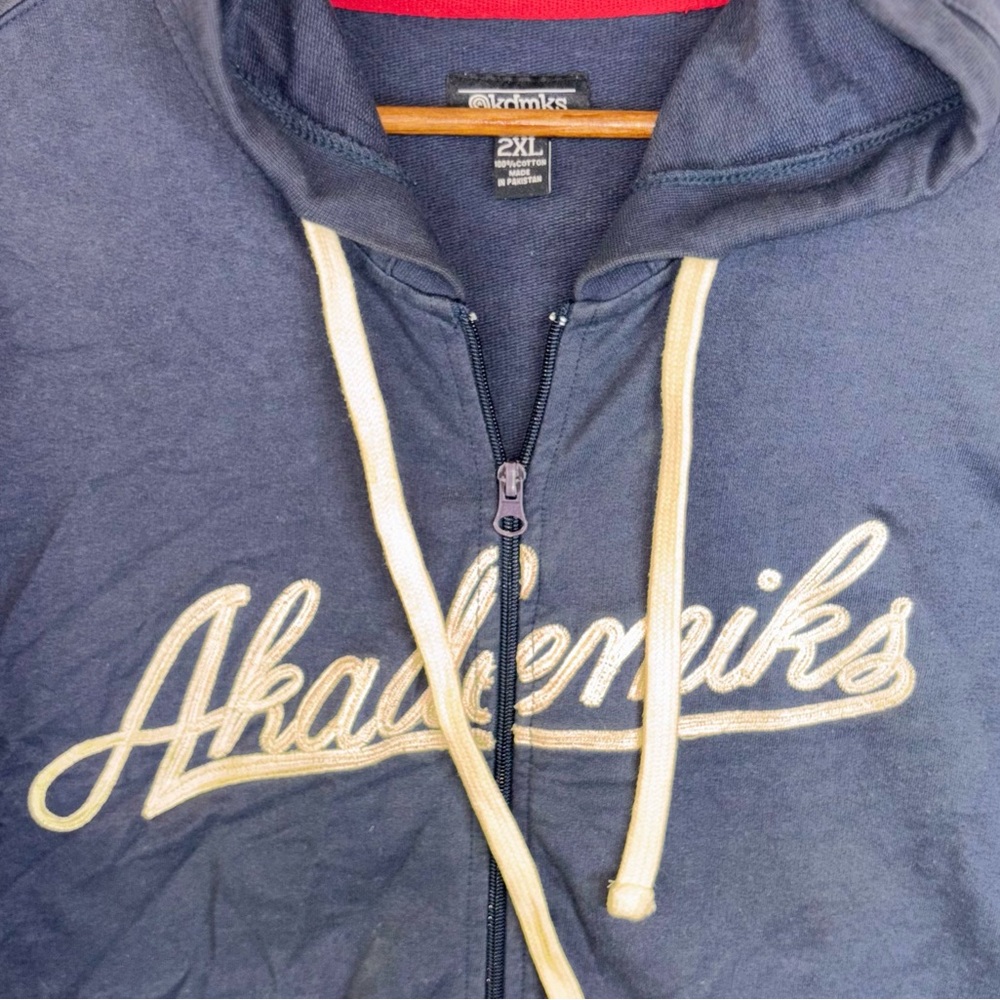 AKADEMIKS Vintage Y2K Embroidered Hoodie Jacket Full Zip Streetwear Men's 2XL‎ - Picture 7 of 12